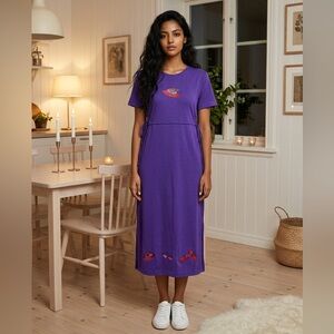 Needle & Thread Embellished Purple Cottagecore Farmhouse Maxi Dress